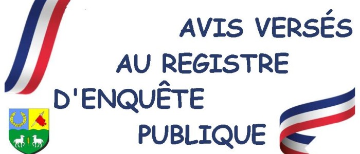 AVIS VERSÉ SUR LE REGISTRE D'ENQUÊTE PUBLIQUE