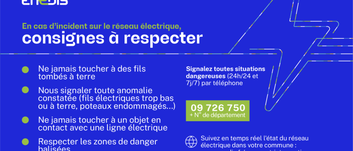 ENEDIS - Consignes de sécurité en cas d'incident sur le réseau électrique